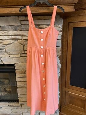 Anthropologie Maeve Rosemary Midi Dress Pockets Peach Size 4 Excellent Condition